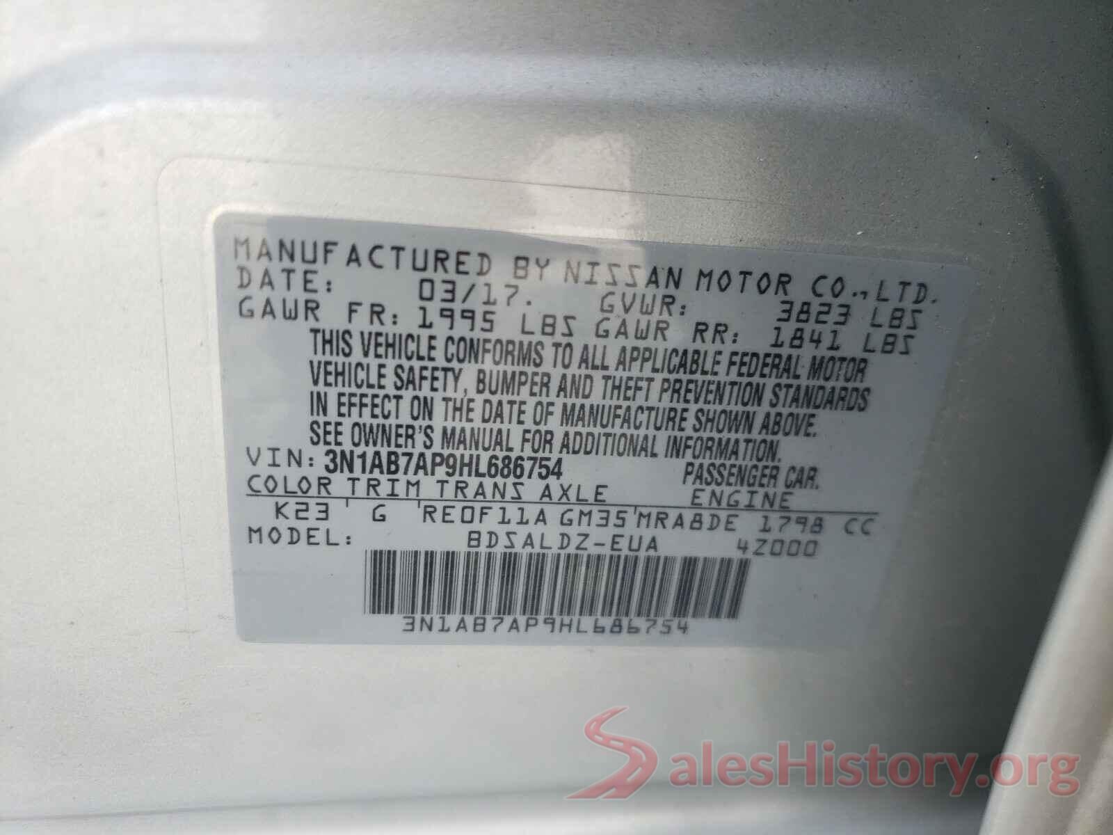 3N1AB7AP9HL686754 2017 NISSAN SENTRA