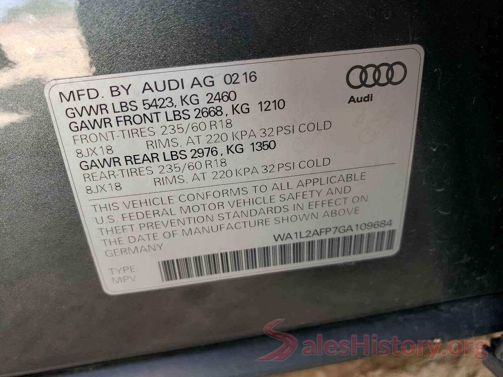 WA1L2AFP7GA109684 2016 AUDI Q5