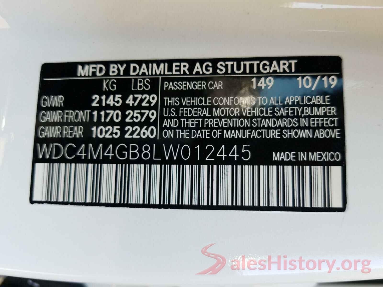 WDC4M4GB8LW012445 2020 MERCEDES-BENZ G CLASS