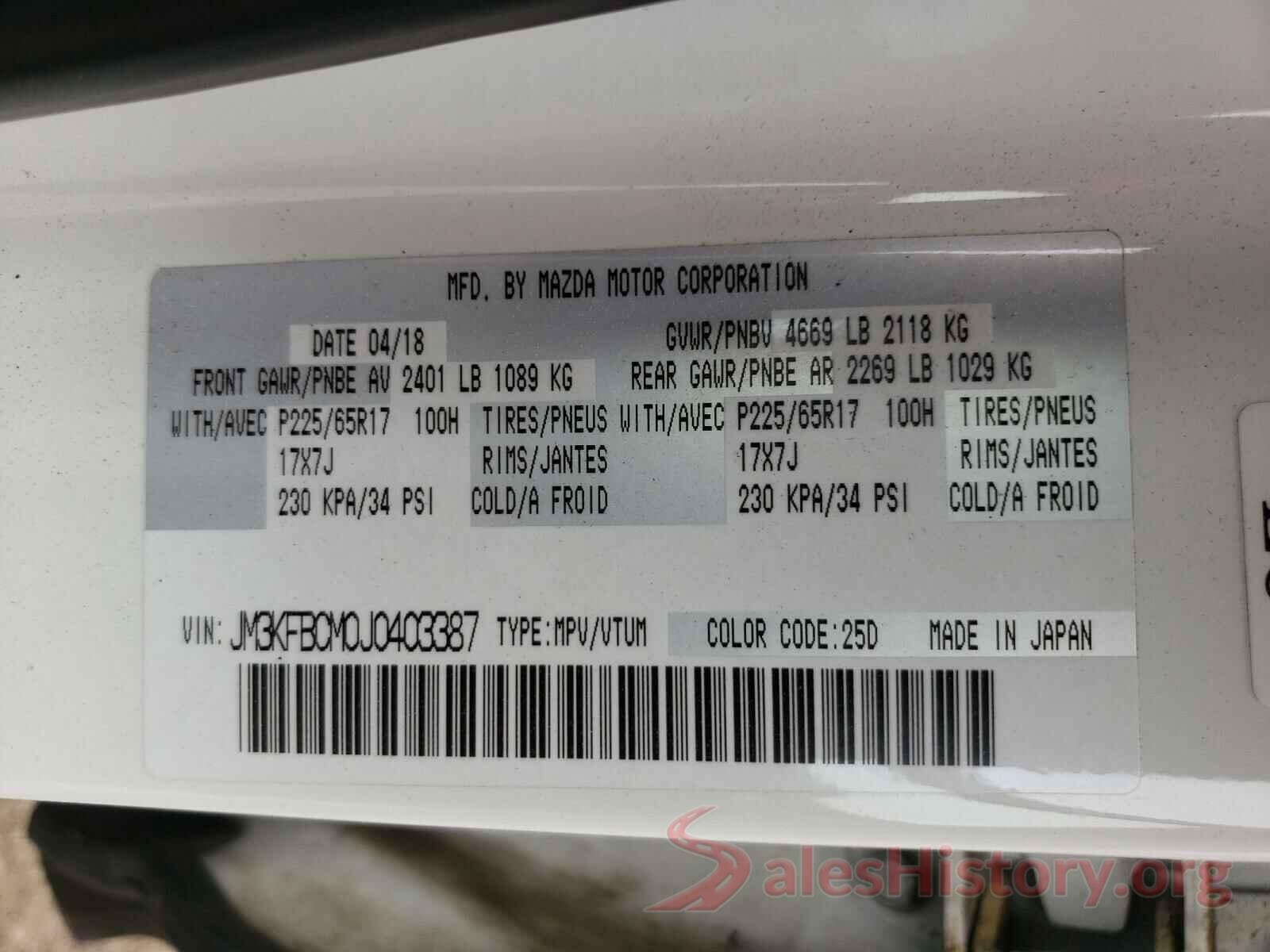 JM3KFBCM0J0403387 2018 MAZDA CX-5