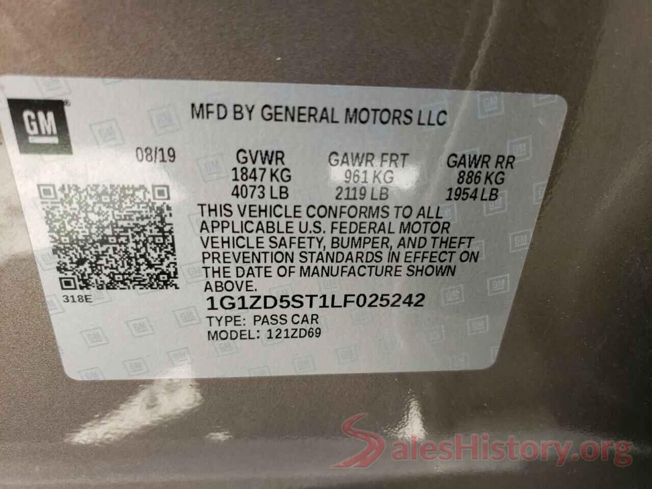 1G1ZD5ST1LF025242 2020 CHEVROLET MALIBU