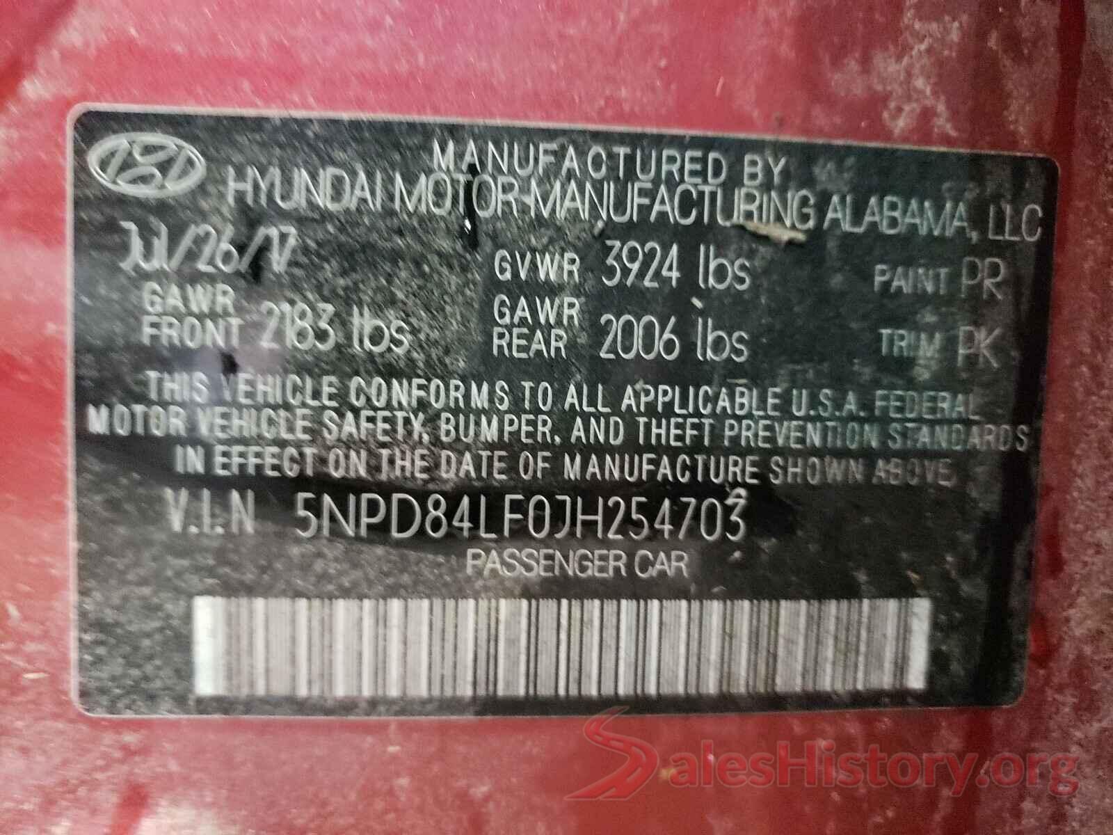 5NPD84LF0JH254703 2018 HYUNDAI ELANTRA