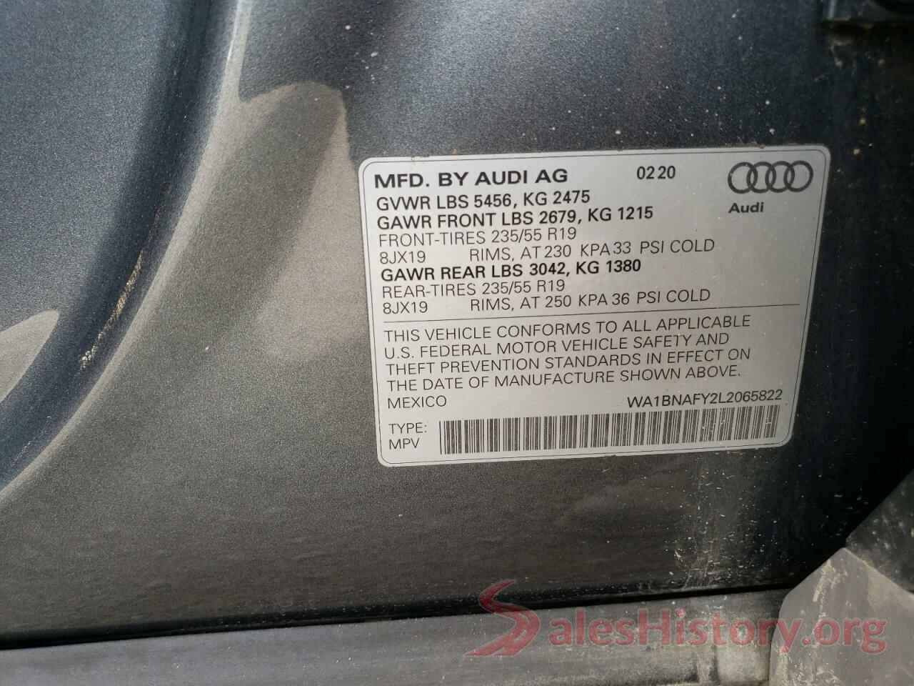 WA1BNAFY2L2065822 2020 AUDI Q5