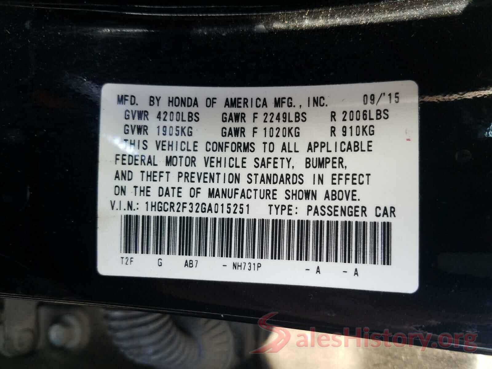 1HGCR2F32GA015251 2016 HONDA ACCORD