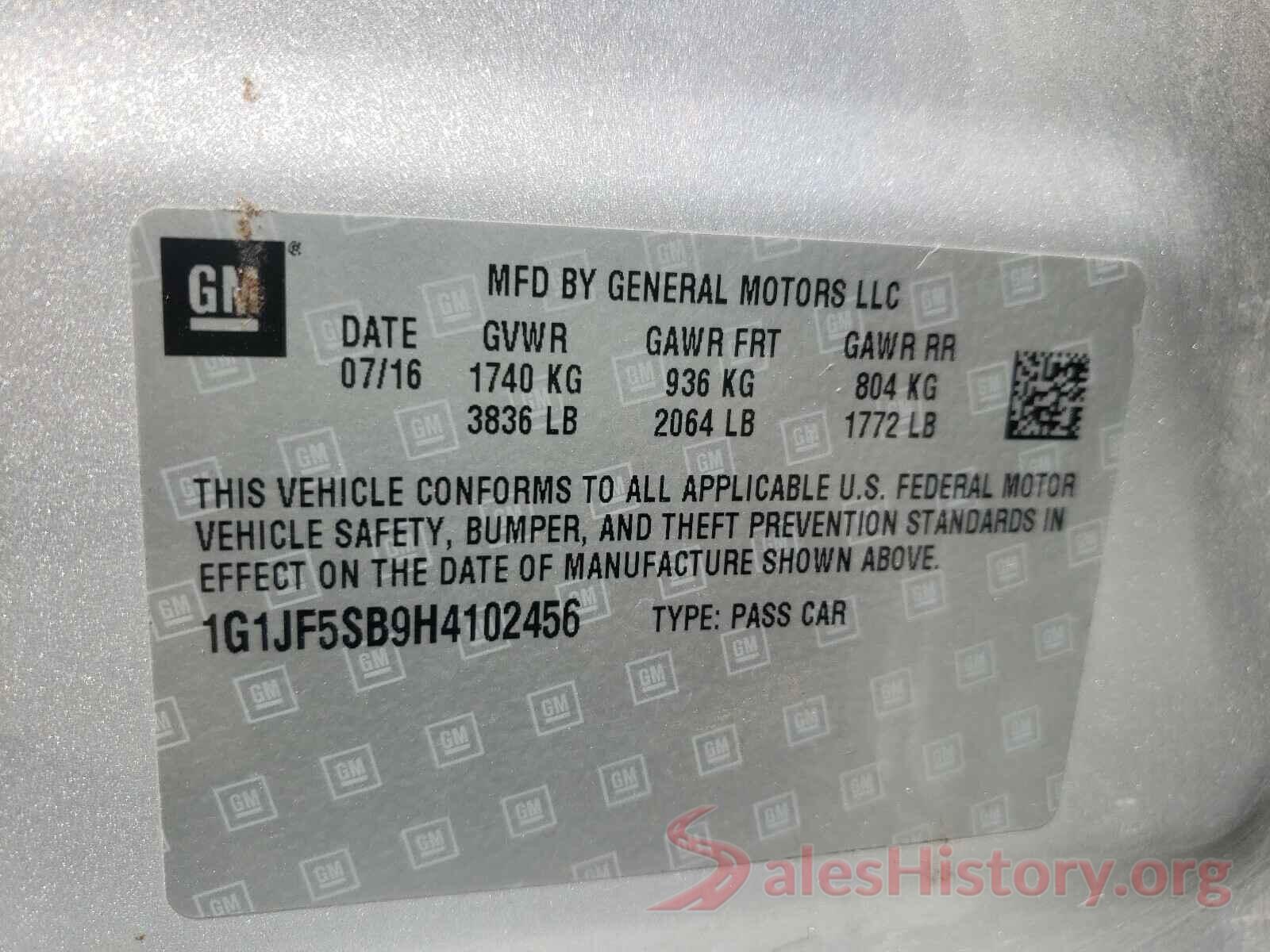 1G1JF5SB9H4102456 2017 CHEVROLET SONIC