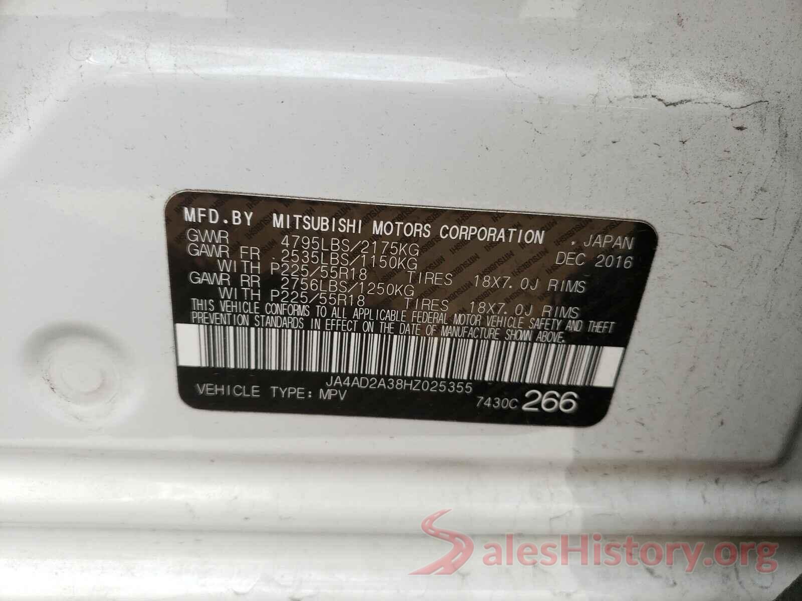 JA4AD2A38HZ025355 2017 MITSUBISHI OUTLANDER