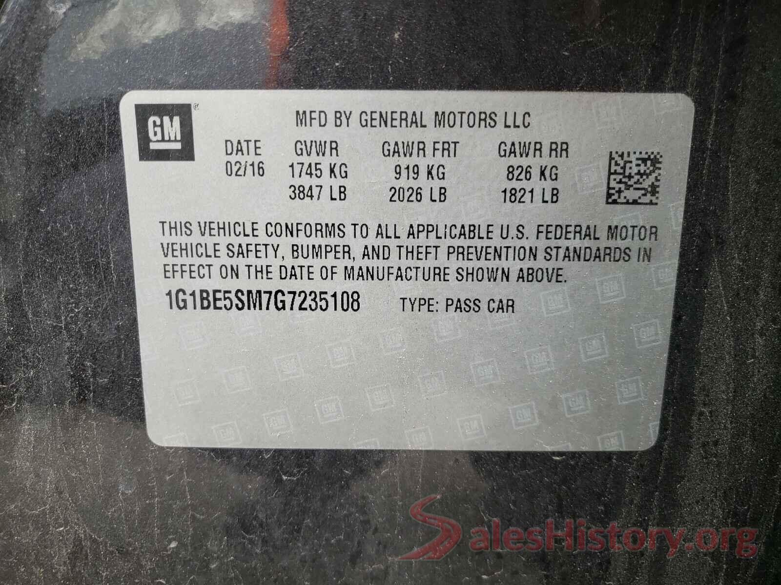 1G1BE5SM7G7235108 2016 CHEVROLET CRUZE