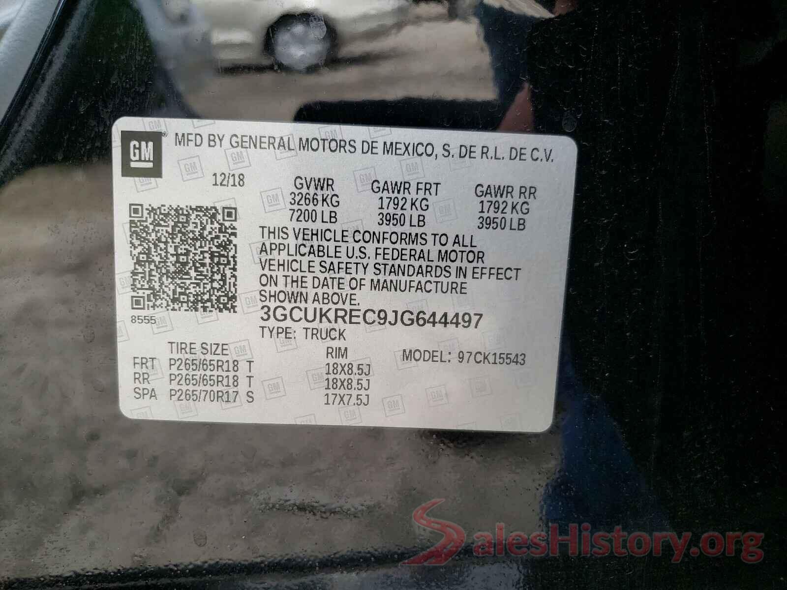 3GCUKREC9JG644497 2018 CHEVROLET SILVERADO