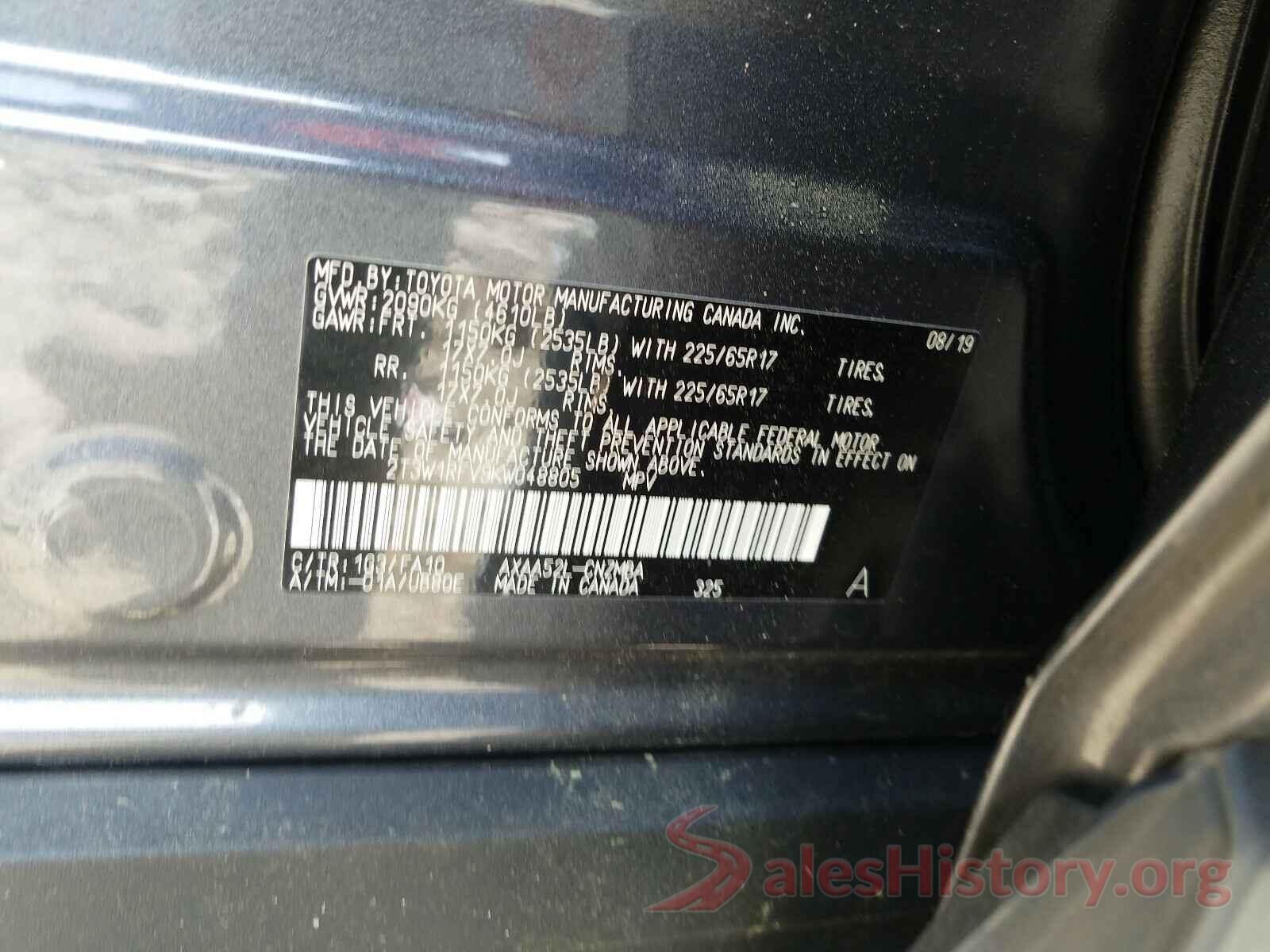 2T3W1RFV9KW048805 2019 TOYOTA RAV4