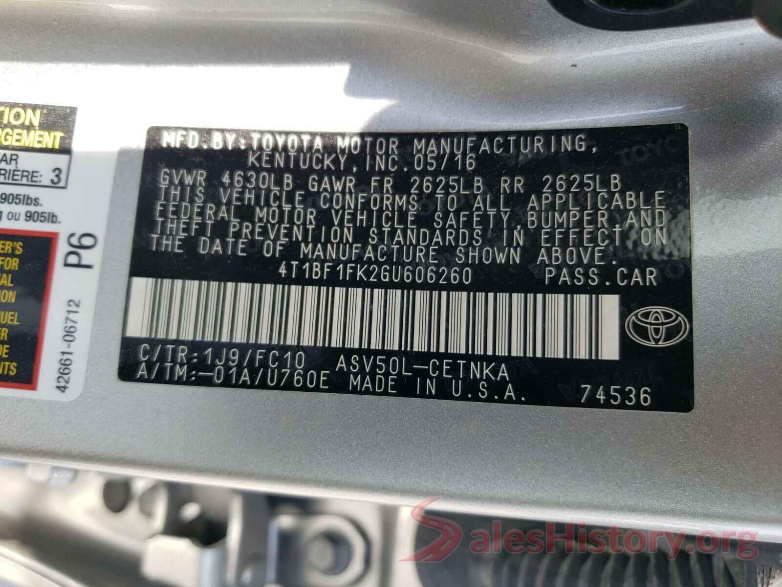 4T1BF1FK2GU606260 2016 TOYOTA CAMRY