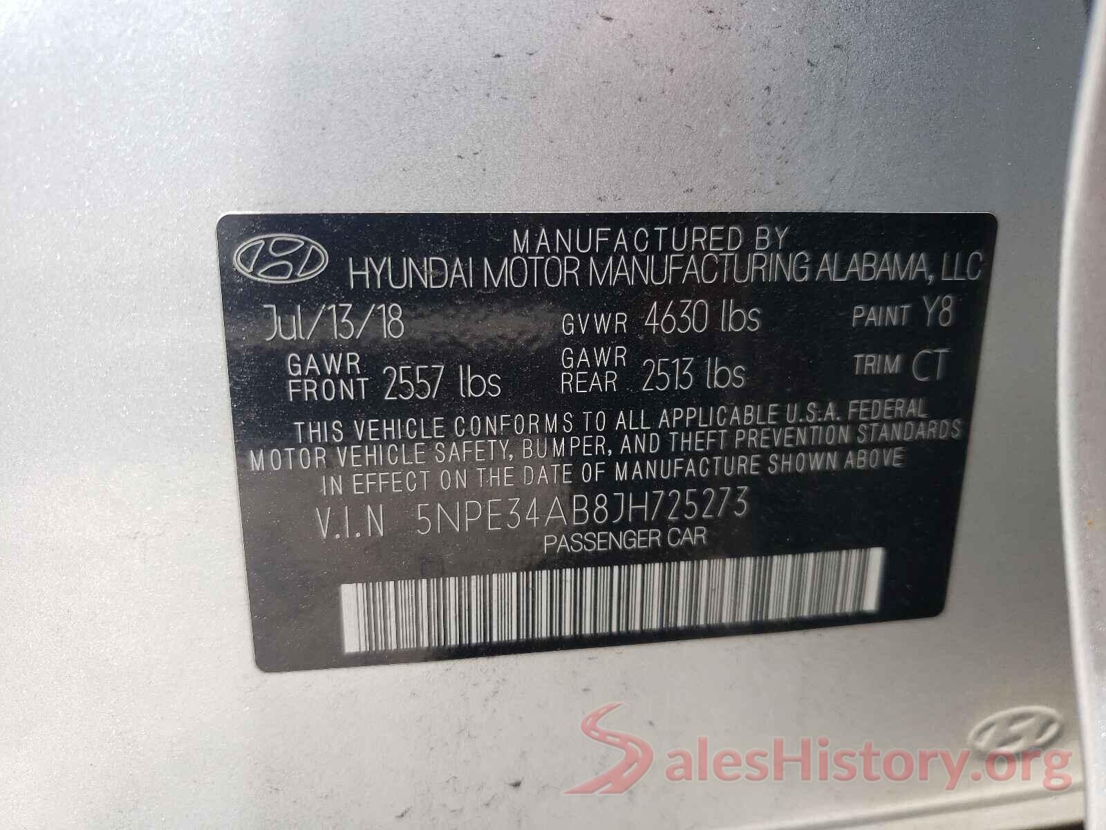 5NPE34AB8JH725273 2018 HYUNDAI SONATA