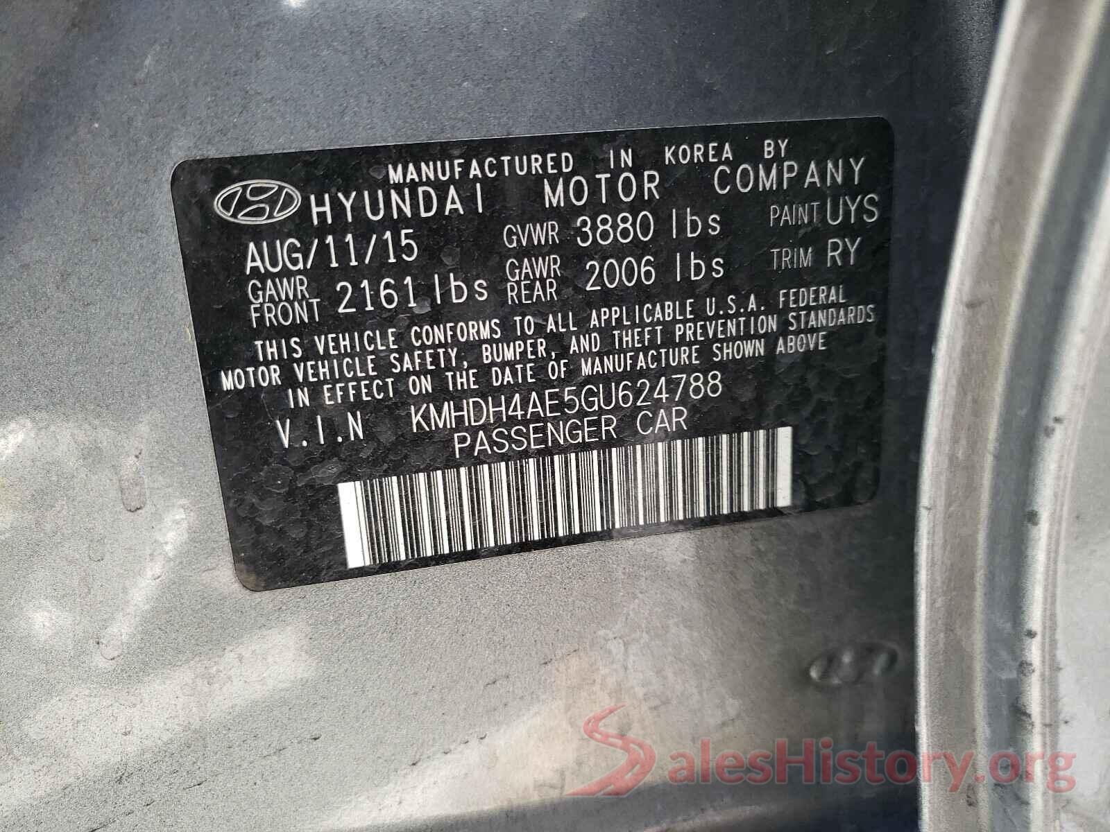 KMHDH4AE5GU624788 2016 HYUNDAI ELANTRA