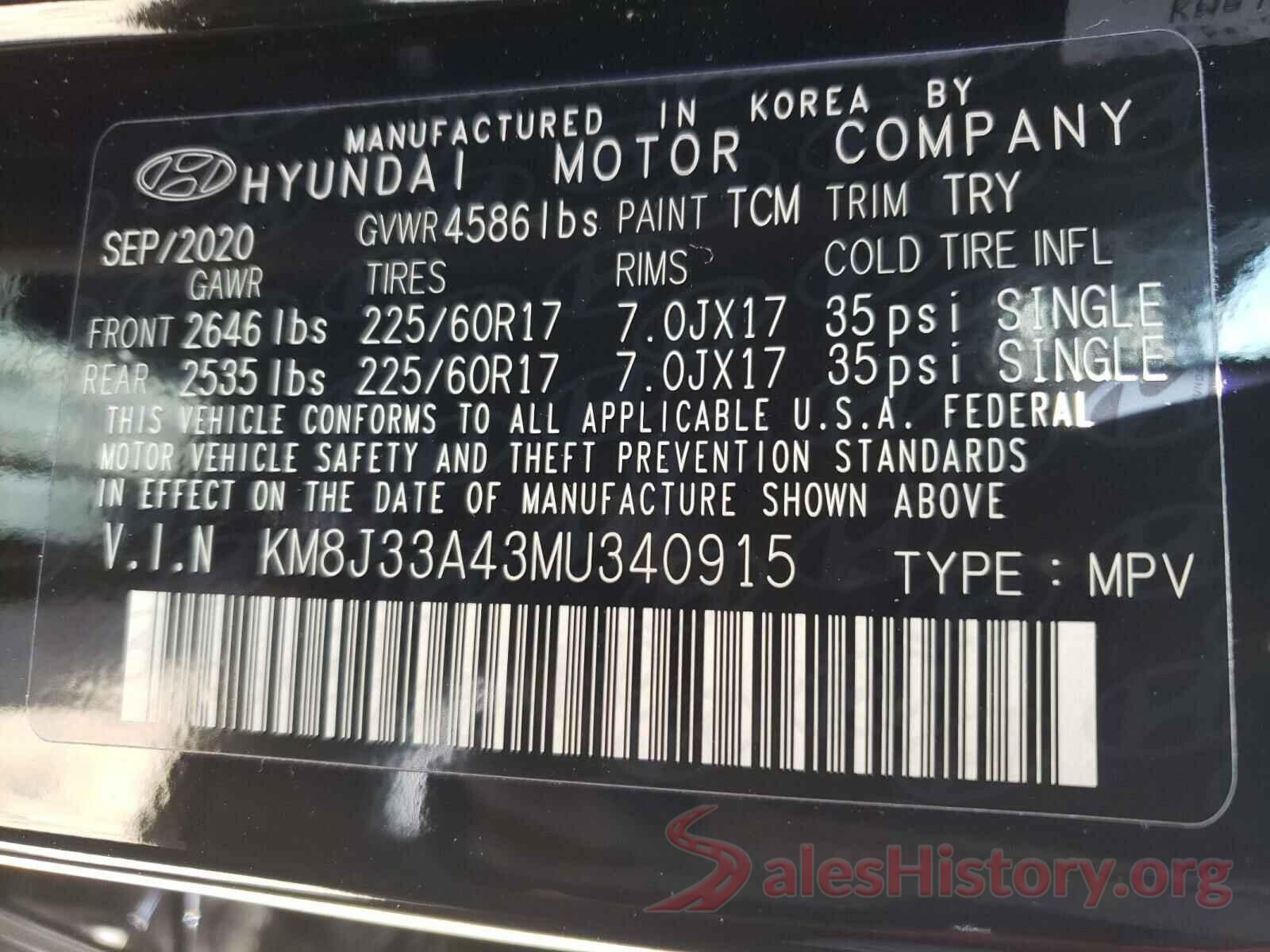 KM8J33A43MU340915 2021 HYUNDAI TUCSON