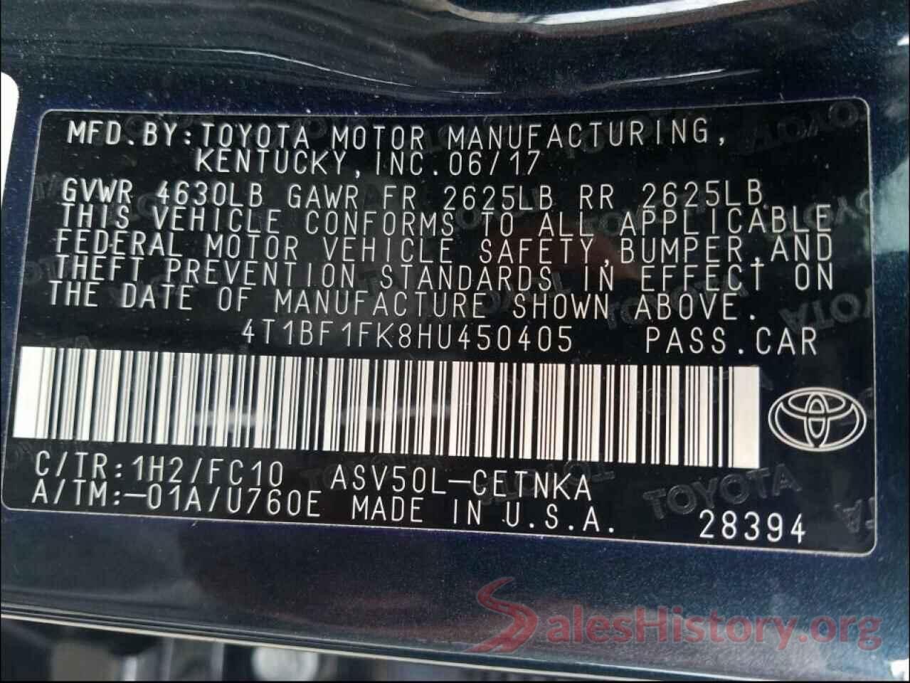 4T1BF1FK8HU450405 2017 TOYOTA CAMRY