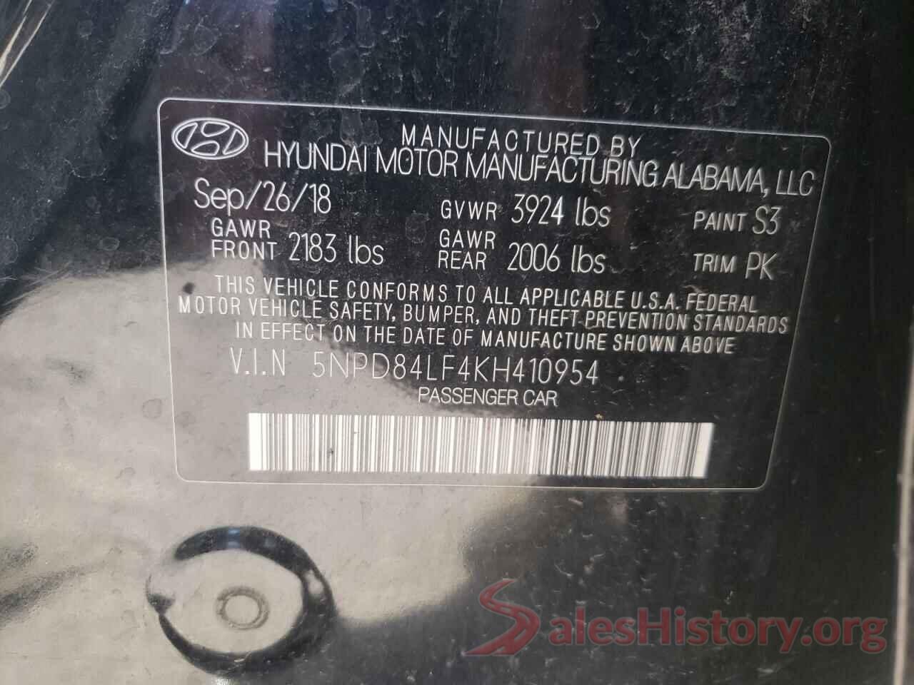 5NPD84LF4KH410954 2019 HYUNDAI ELANTRA