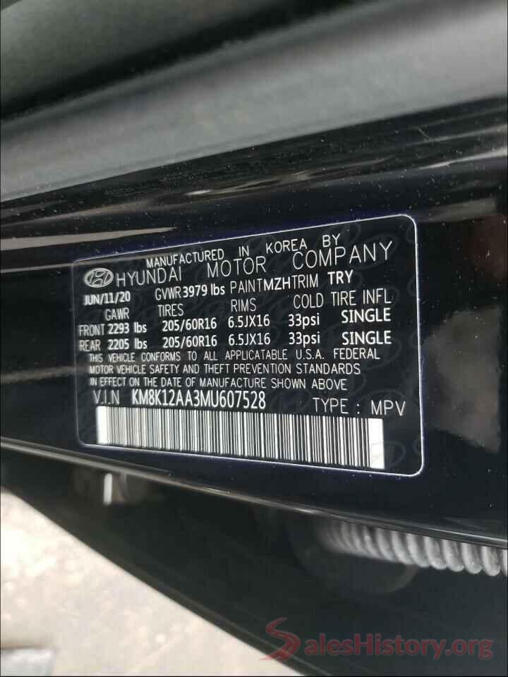 KM8K12AA3MU607528 2021 HYUNDAI KONA