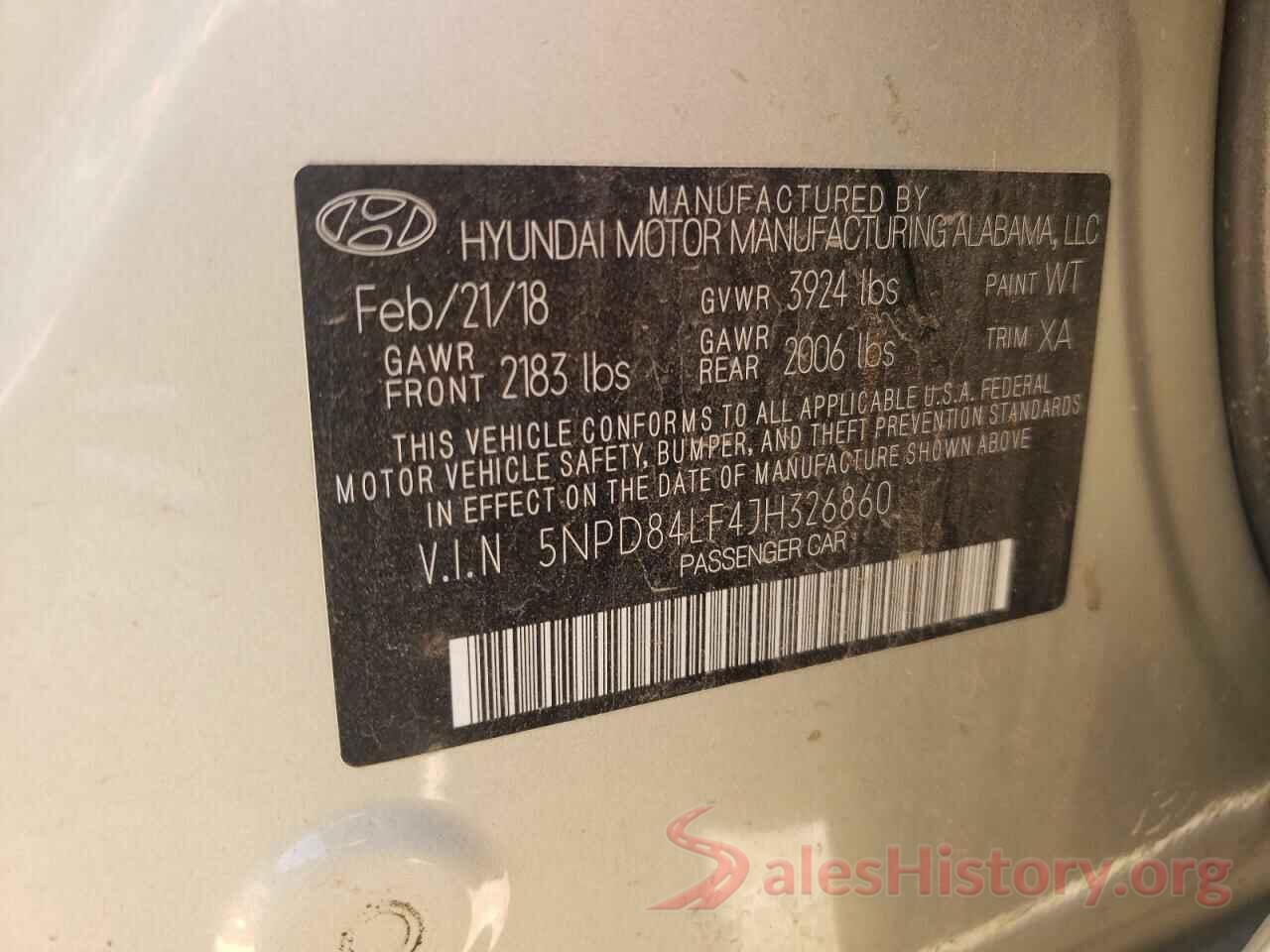 5NPD84LF4JH326860 2018 HYUNDAI ELANTRA