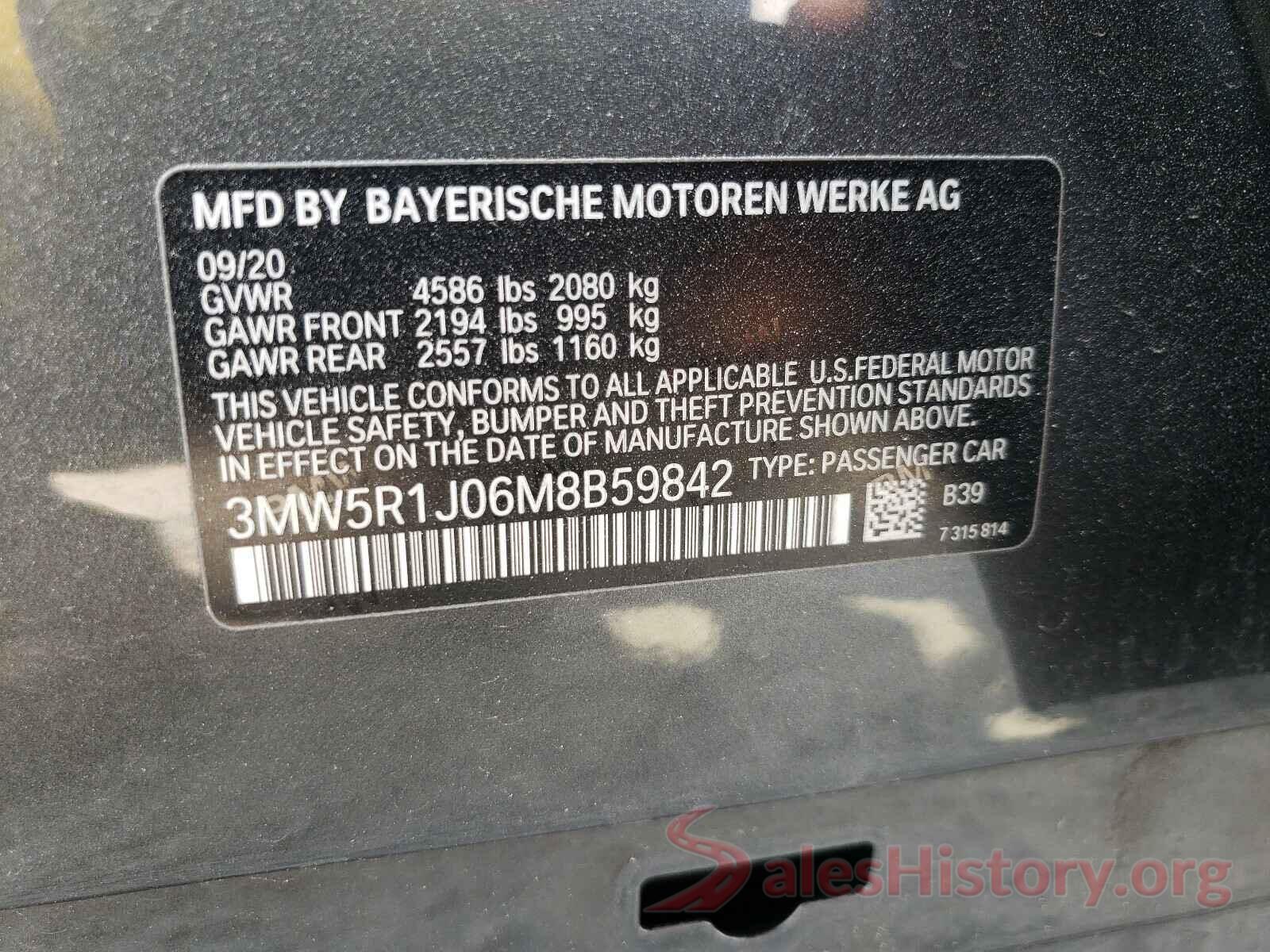 3MW5R1J06M8B59842 2021 BMW 3 SERIES