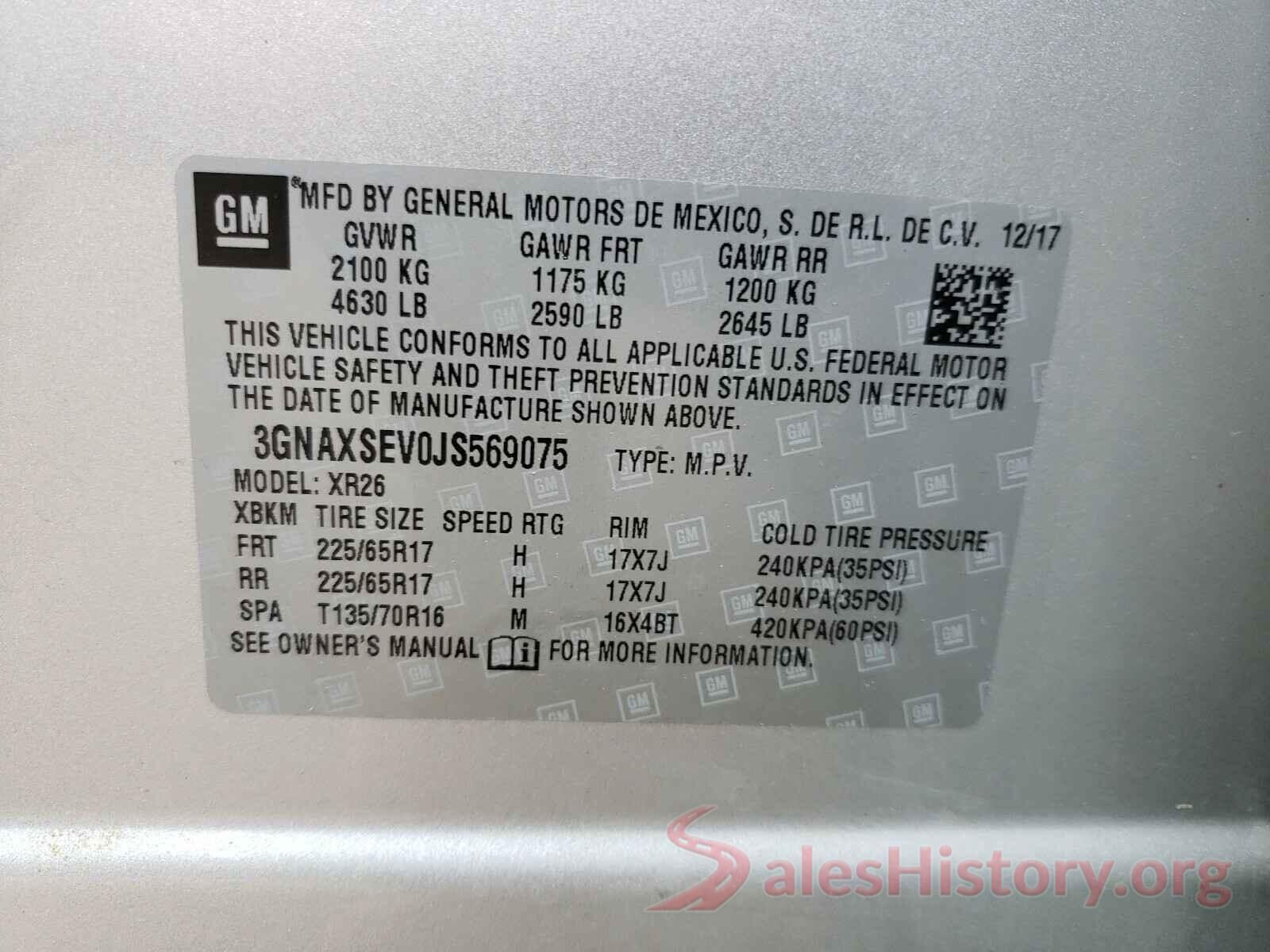 3GNAXSEV0JS569075 2018 CHEVROLET EQUINOX