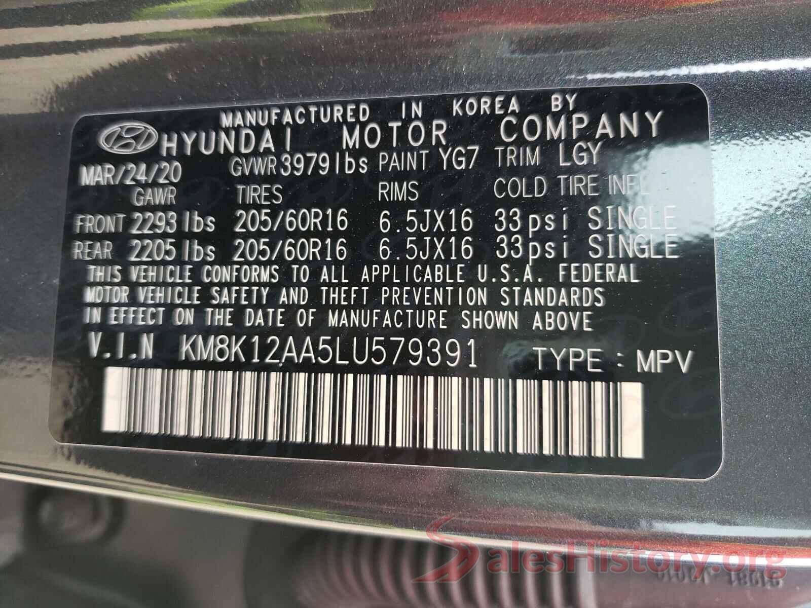 KM8K12AA5LU579391 2020 HYUNDAI KONA