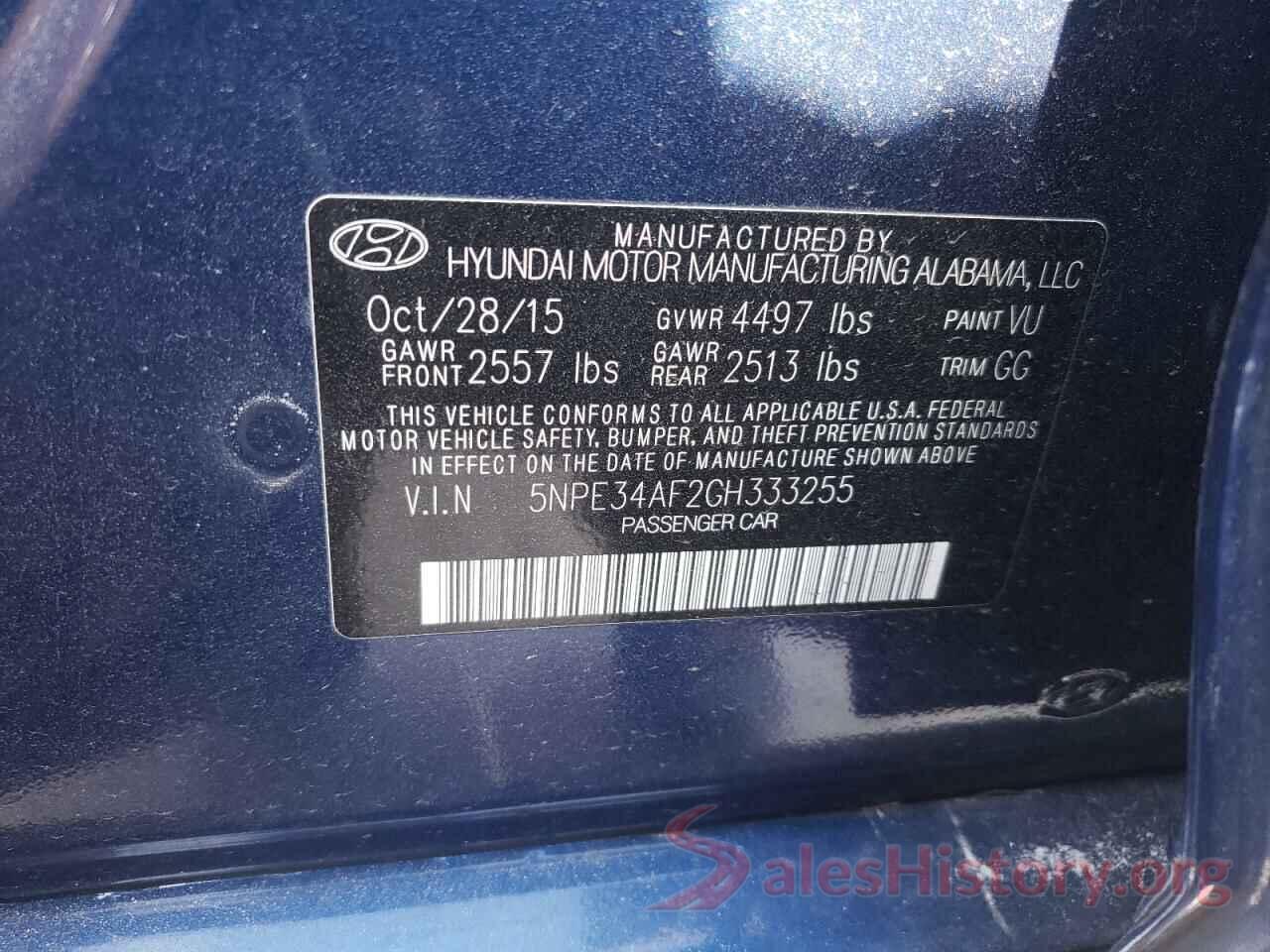 5NPE34AF2GH333255 2016 HYUNDAI SONATA