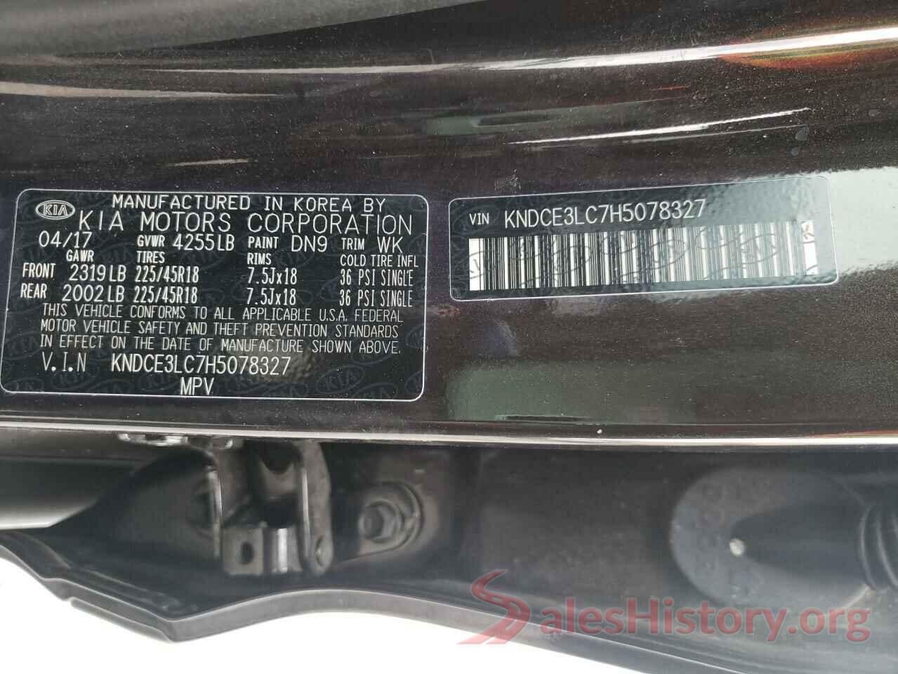 KNDCE3LC7H5078327 2017 KIA NIRO