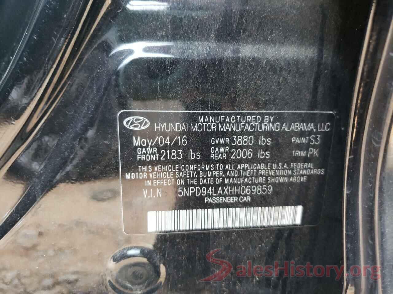 5NPD94LAXHH069859 2017 HYUNDAI ELANTRA