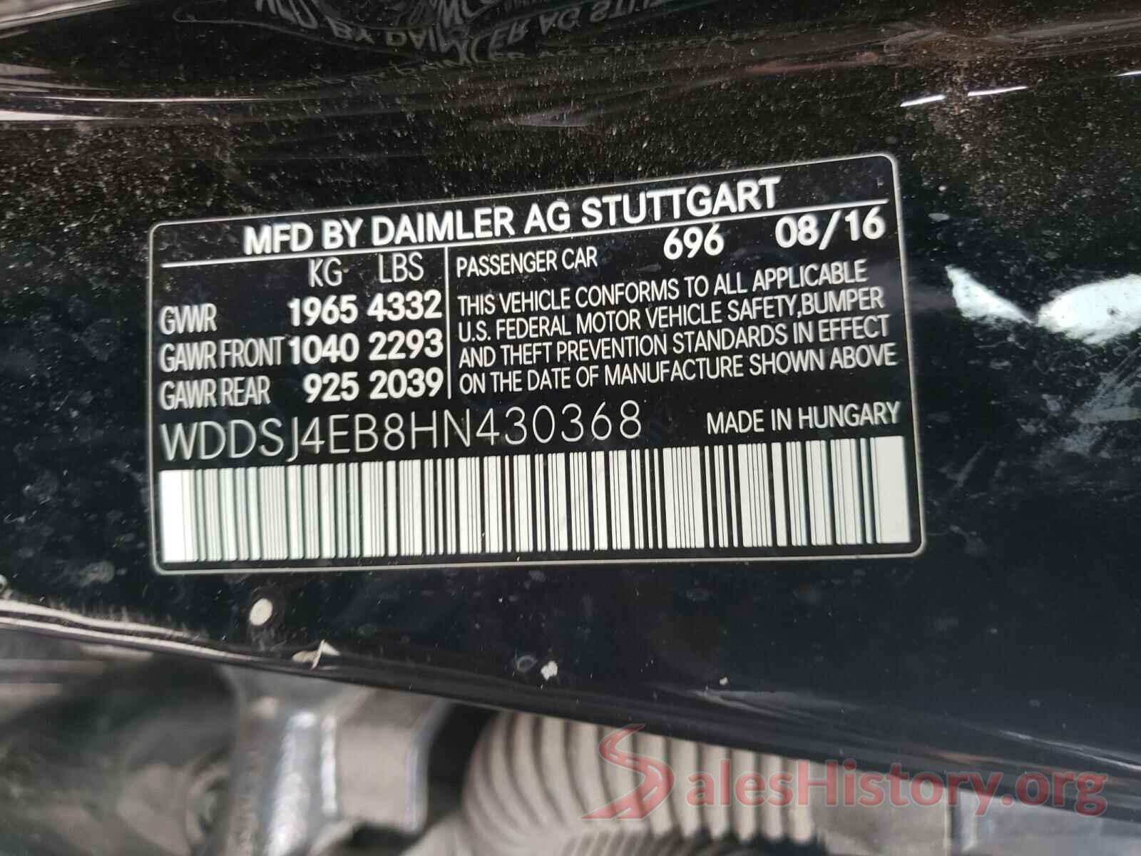 WDDSJ4EB8HN430368 2017 MERCEDES-BENZ C CLASS