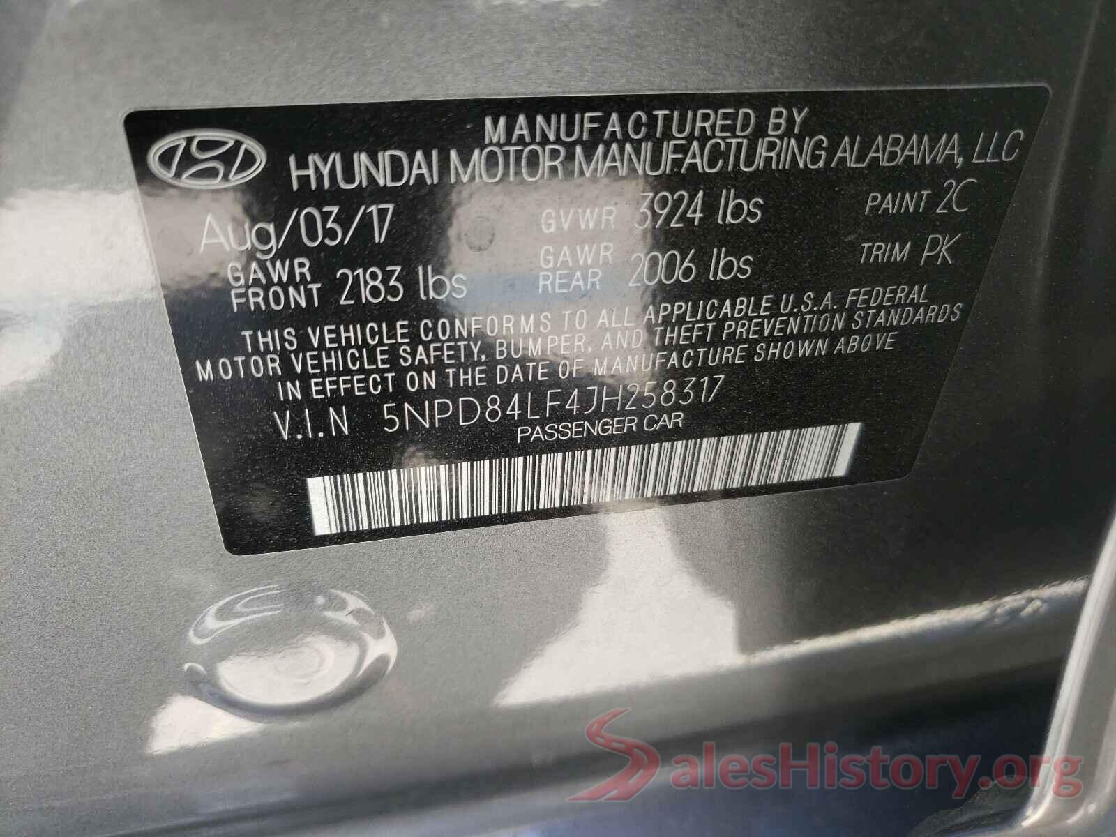 5NPD84LF4JH258317 2018 HYUNDAI ELANTRA