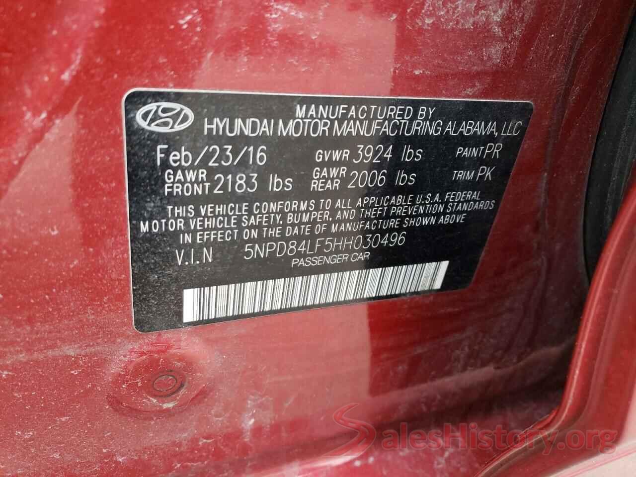 5NPD84LF5HH030496 2017 HYUNDAI ELANTRA