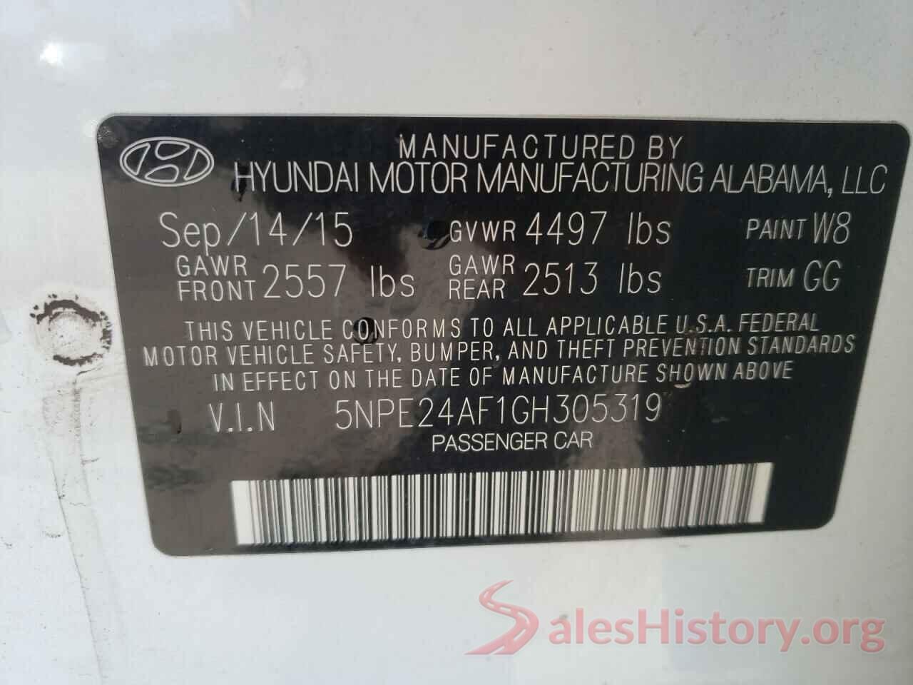 5NPE24AF1GH305319 2016 HYUNDAI SONATA