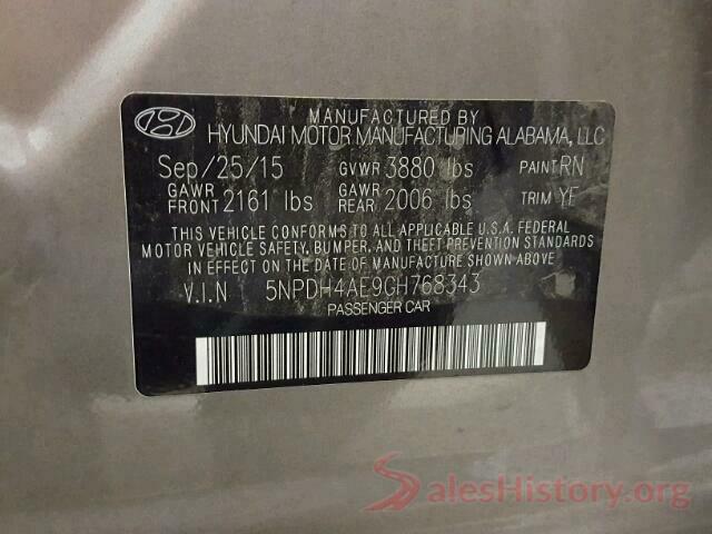 5NPDH4AE9GH768343 2016 HYUNDAI ELANTRA