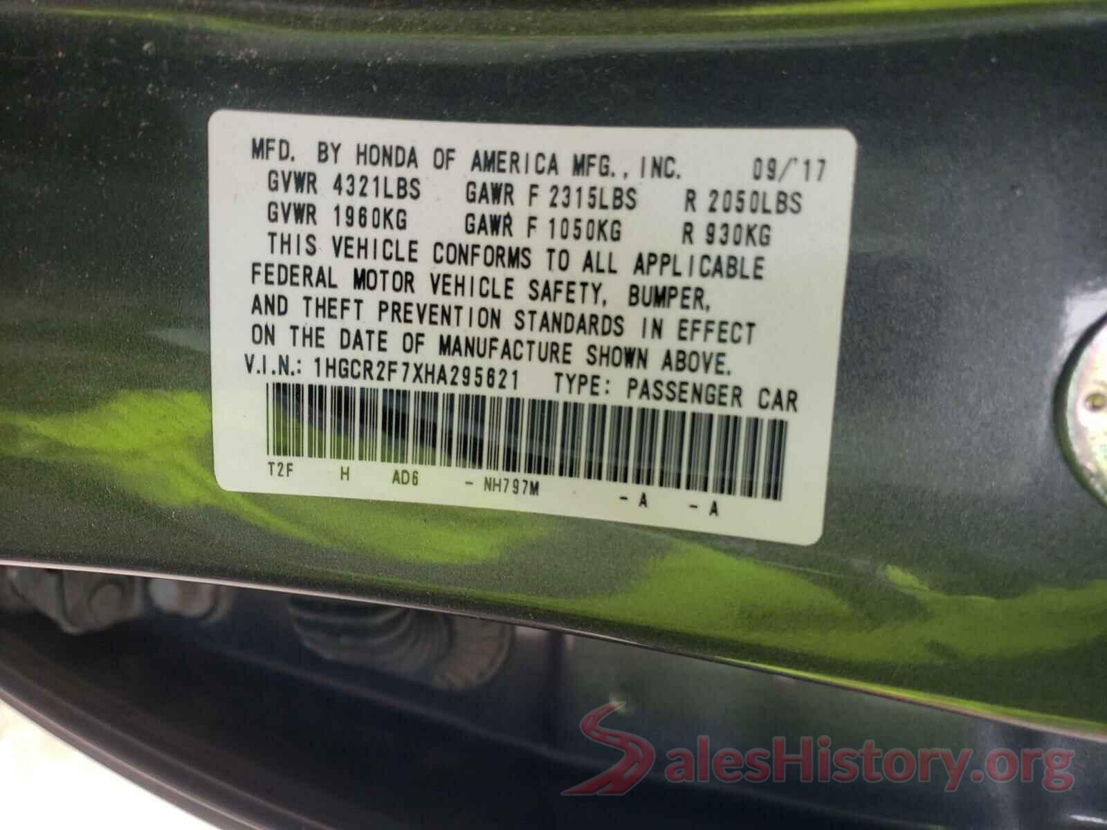 1HGCR2F7XHA295621 2017 HONDA ACCORD