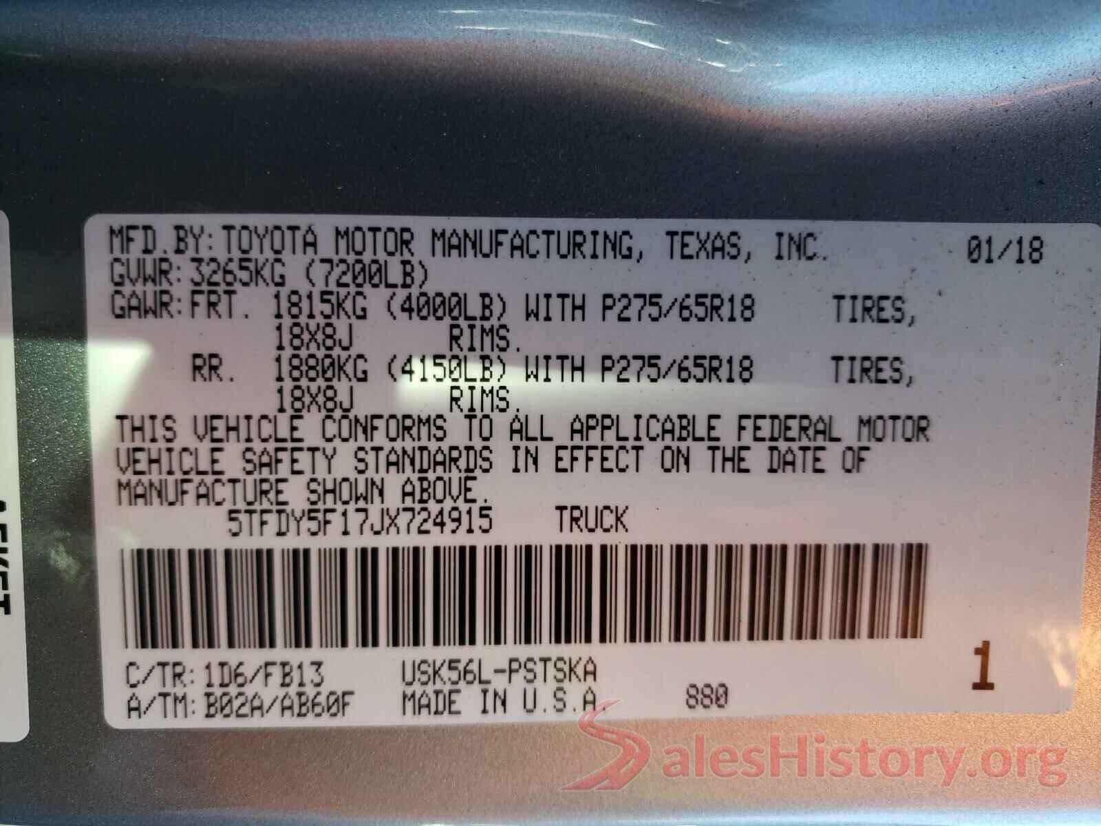 5TFDY5F17JX724915 2018 TOYOTA TUNDRA