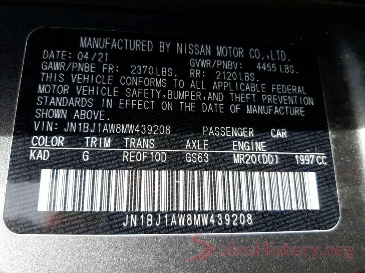 JN1BJ1AW8MW439208 2021 NISSAN ROGUE