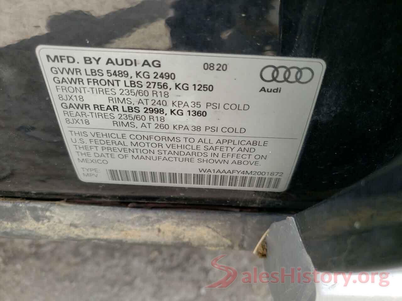 WA1AAAFY4M2001872 2021 AUDI Q5