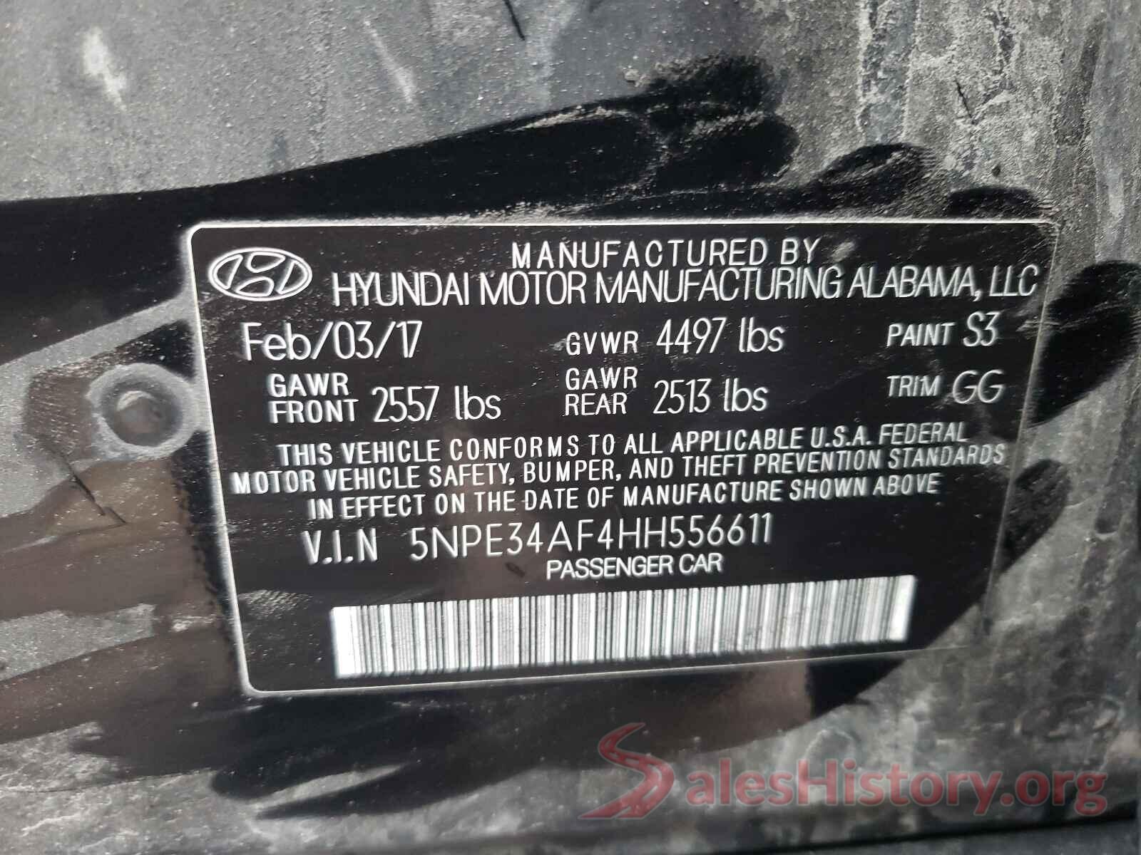 5NPE34AF4HH556611 2017 HYUNDAI SONATA