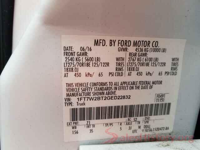 1FT7W2BT2GED22832 2016 FORD F250