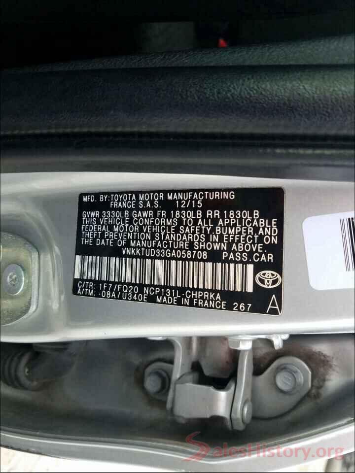 VNKKTUD33GA058708 2016 TOYOTA YARIS