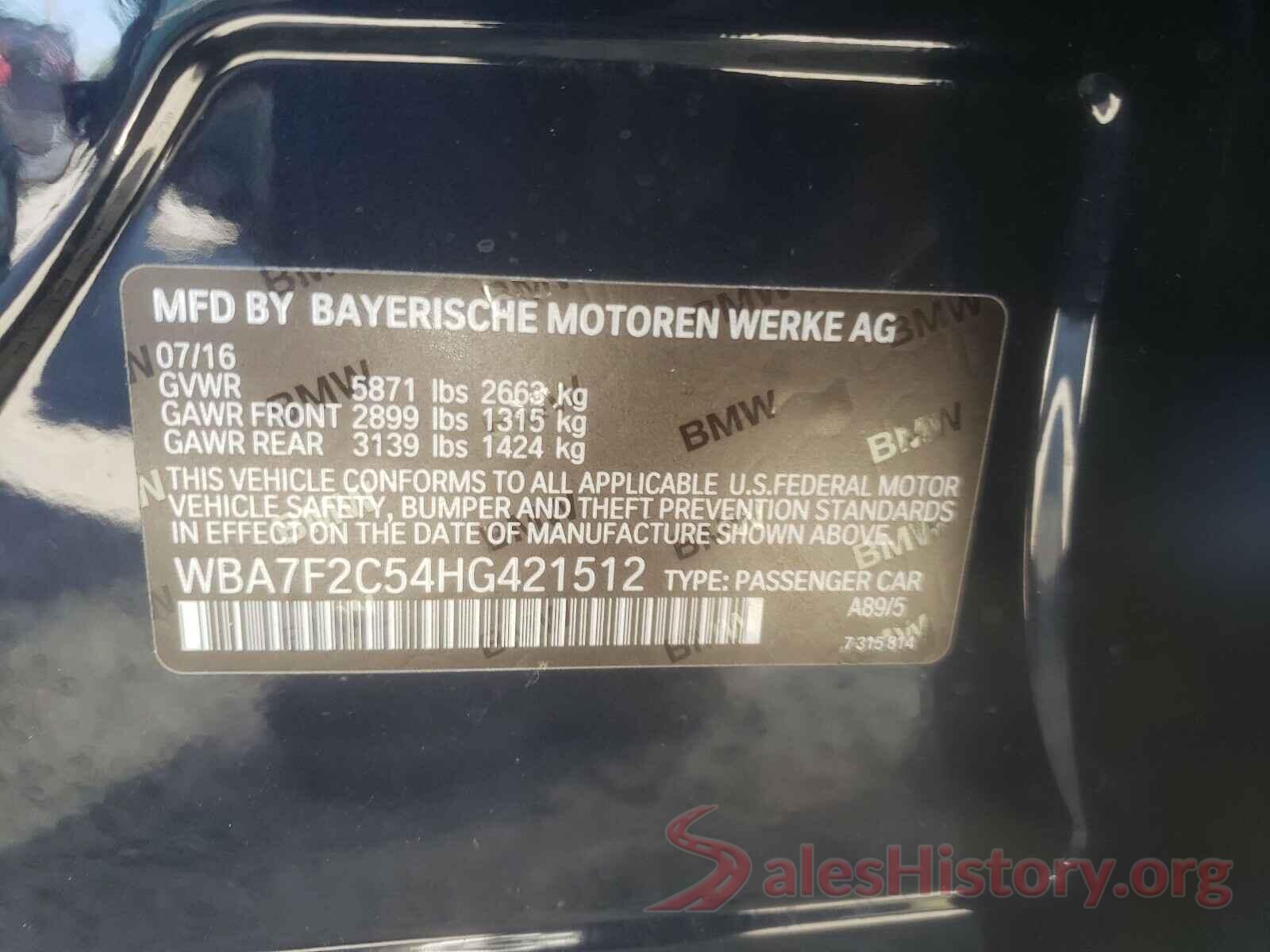 WBA7F2C54HG421512 2017 BMW 7 SERIES