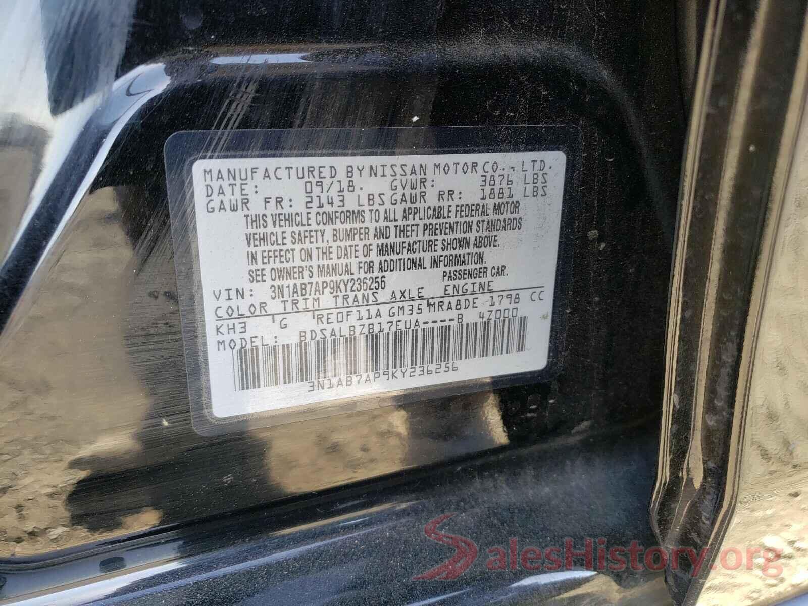 3N1AB7AP9KY236256 2019 NISSAN SENTRA