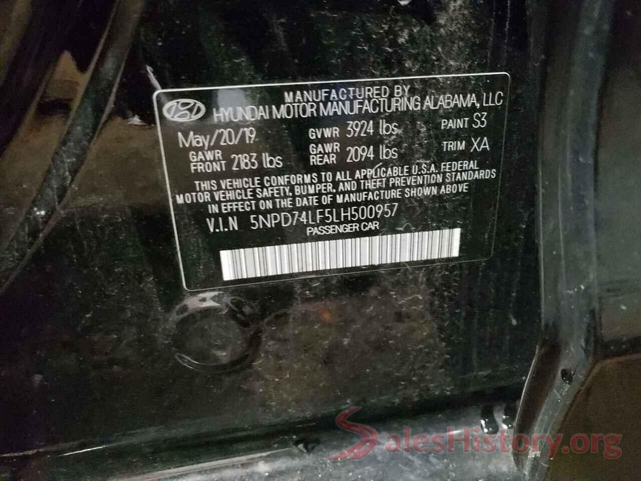 5NPD74LF5LH500957 2020 HYUNDAI ELANTRA