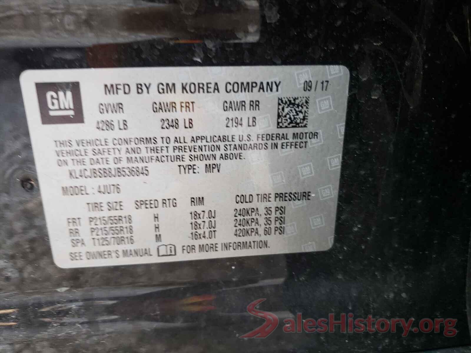 KL4CJBSB8JB536845 2018 BUICK ENCORE