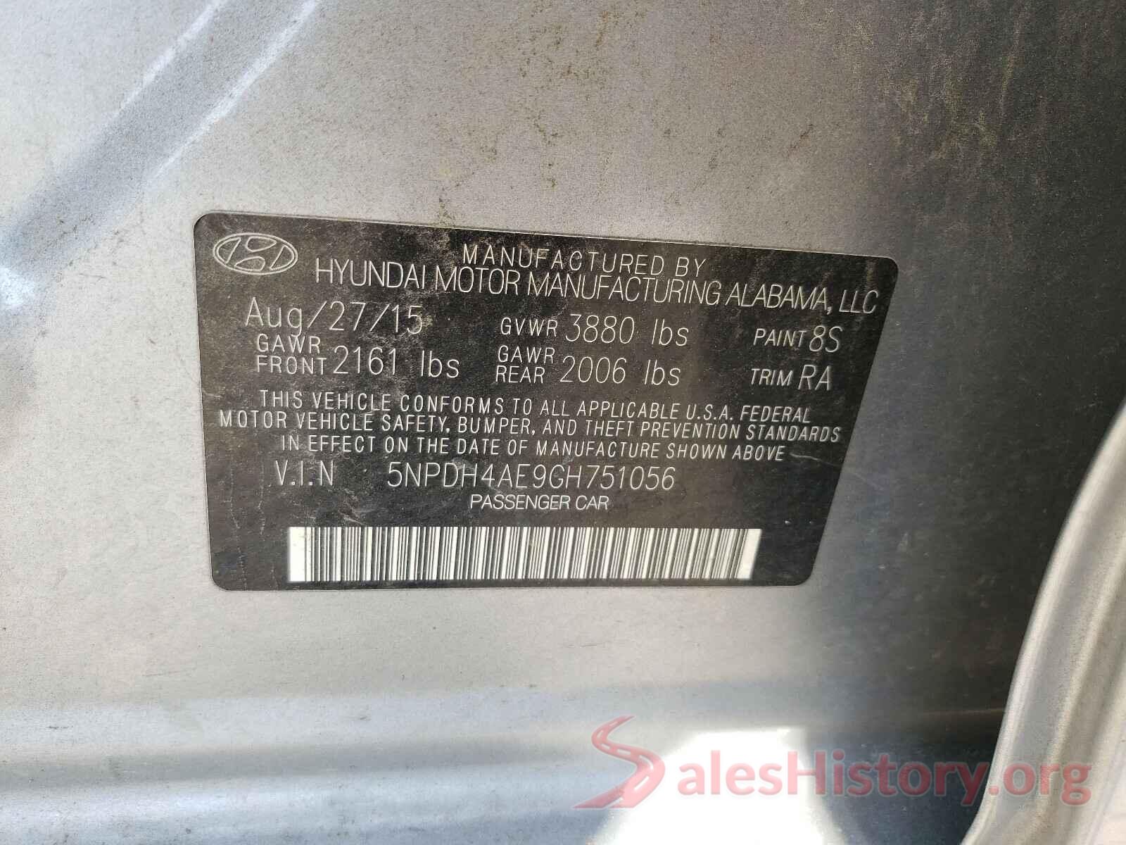 5NPDH4AE9GH751056 2016 HYUNDAI ELANTRA