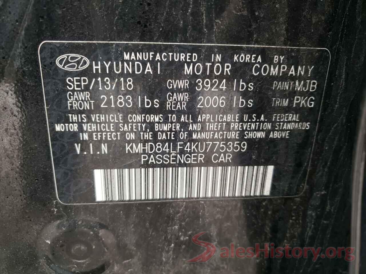 KMHD84LF4KU775359 2019 HYUNDAI ELANTRA