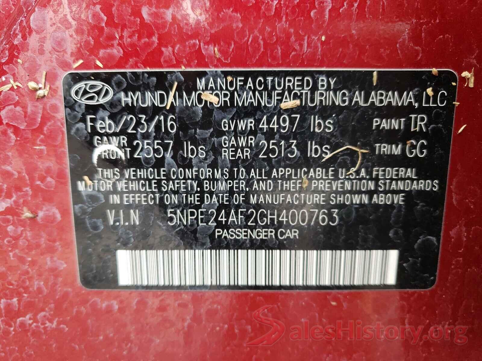 5NPE24AF2GH400763 2016 HYUNDAI SONATA