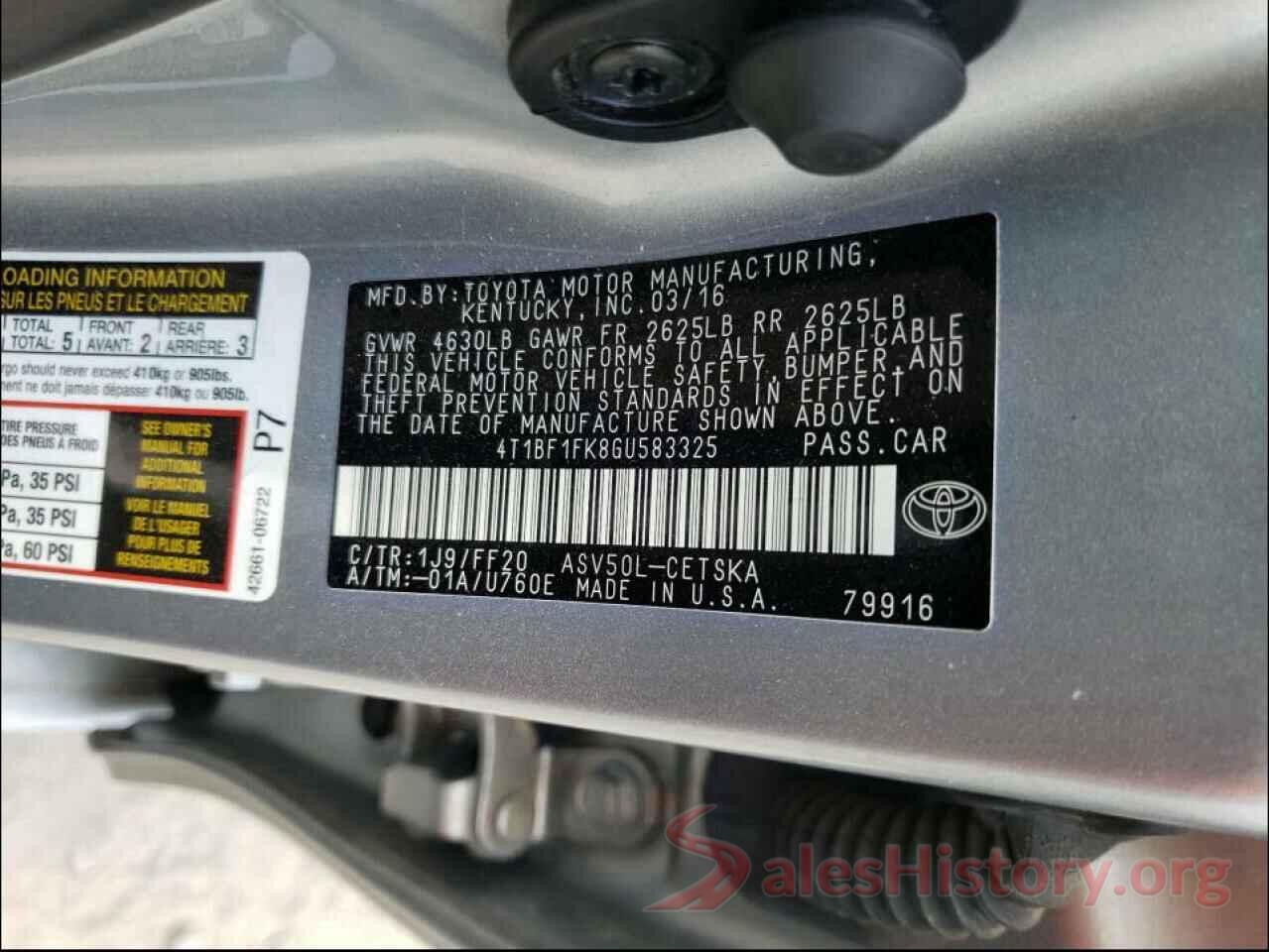 4T1BF1FK8GU583325 2016 TOYOTA CAMRY