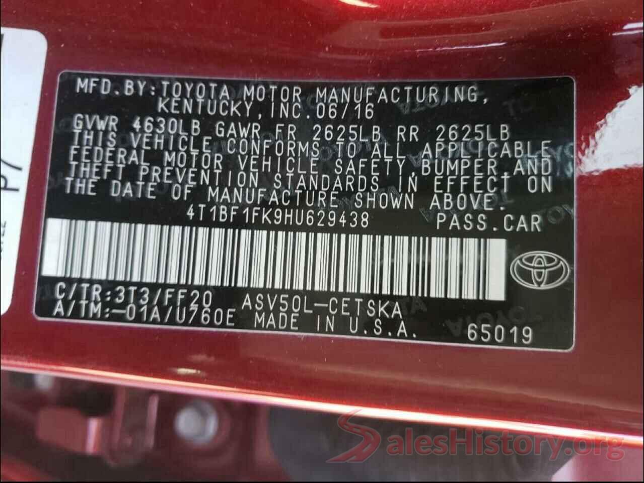 4T1BF1FK9HU629438 2017 TOYOTA CAMRY