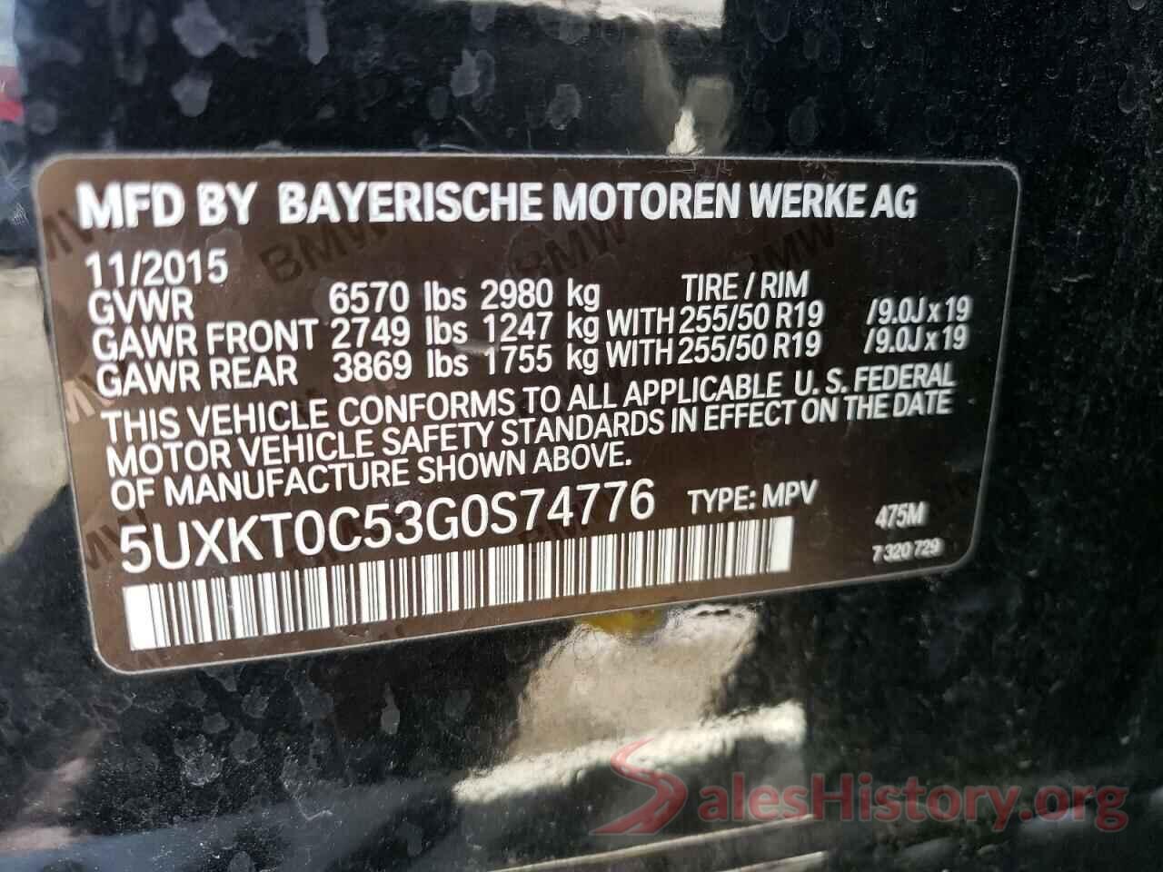 5UXKT0C53G0S74776 2016 BMW X5