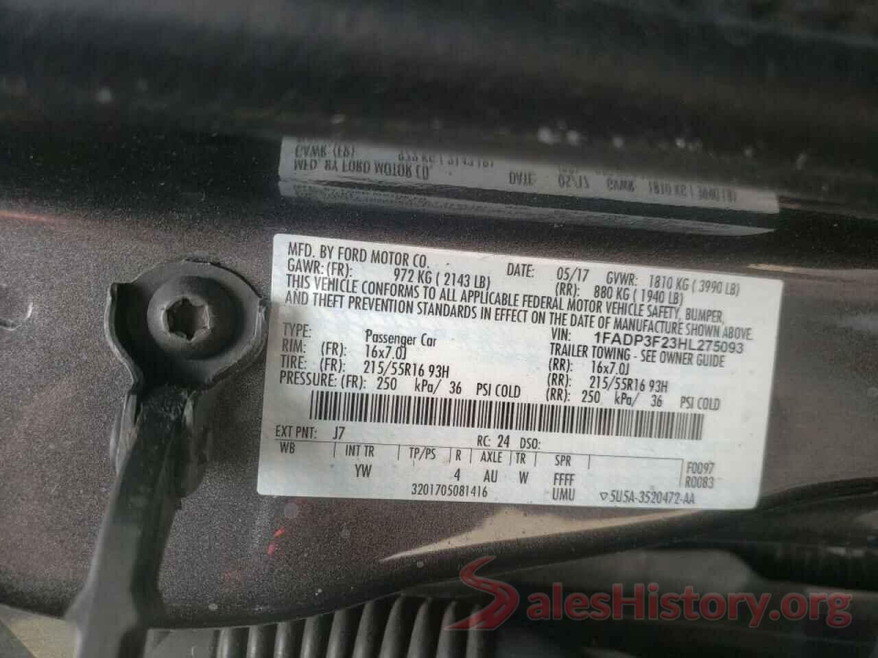 1FADP3F23HL275093 2017 FORD FOCUS